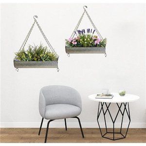 Galvanized Metal Farmhouse Wall Hanging Planter, Plant Holders Indoor